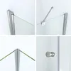 A collage of four close-up images showing details of a shower enclosure. Produktbild-Vorschau