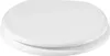 A white toilet seat is shown from a slightly elevated front-facing angle against a white background. Produktbild-Vorschau