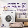 A washing machine and a folded duvet are shown, with icons indicating washability and suitability for tumble drying. Produktbild-Vorschau