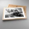 Gerahmtes Poster - Rahmen in heller Eiche - Zug Schwarzweiß Produktbild-Vorschau 3