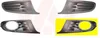 Four car fog light covers are displayed on a white background, with one cover highlighted on a yellow background. Produktbild-Vorschau