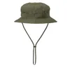 A green bucket hat with a chin strap, presented against a white background. Podgląd zdjęcia produktu