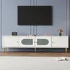 MODFU TV-Schrank Lowboard mit Goldenen Beinen und Griffen Produktbild-Vorschau 2
