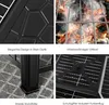 A collage of four close-up images showcasing different features of a fire pit. Produktbild-Vorschau