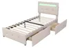 Letto imbottito 90 x 200 cm con illuminazione a LED, 2 Anteprima dell’immagine prodotto 19