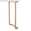 A close-up, side view of a white tabletop with a fluted texture, supported by a gold metal leg. Voir les images du produit