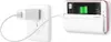 A smartphone is charging in a wall mount holder, plugged into a wall socket. Produktbild-Vorschau