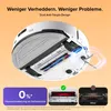 A collage image showing the underside of a white robot vacuum cleaner with a cutaway view of its cleaning mechanism, accompanied by smaller inset images of different brush heads and text overlays highlighting product features. Produktbild-Vorschau