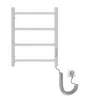 A white electric towel warmer with a coiled power cord and plug. Produktbild-Vorschau