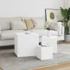 vidaXL Bočné stolíky 3 ks. Biely materiál na báze dreva Náhľad obrázku produktu 2