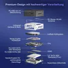 An exploded view diagram of a mini PC, showing its internal components and materials. Produktbild-Vorschau