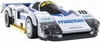A white and blue model car with racing decals. Voir les images du produit
