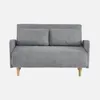 A light gray corduroy sofa with two cushions and wooden legs, presented against a plain white background. Anteprima dell’immagine prodotto