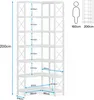 Diagram showing the dimensions of a corner bookshelf. Náhled obrázku produktu
