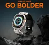 A smartwatch with a rugged band is displayed on rocks, with promotional text above. Anteprima dell’immagine prodotto