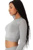 Crop-Top Longsleeve / Sport Oberteil - Grau-Melange - M Produktbild-Vorschau 3