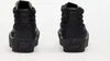 The back view of two black Vans Sk8-hi Reissue 3 Platform Lx sneakers. Voir les images du produit