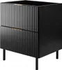 A black cabinet with fluted drawers and gold handles, resting on thin black legs against a white background. Anteprima dell’immagine prodotto