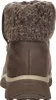 The back view of a brown boot with a knitted cuff. Voir les images du produit