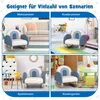 A collage of four images showing a child's rocking chair in different settings: a living room, a child's bedroom, a playroom, and a kindergarten. Anteprima dell’immagine prodotto