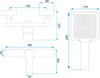 Technical drawings with dimensions of a shower faucet and shower head. Produktbild-Vorschau