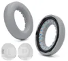 A pair of gray ear pads for headphones, along with two smaller circular white pads with 'L' and 'R' markings. Produktbild-Vorschau