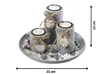 A decorative tray with three candle holders, filled with stones and decorated with hearts and twine. Náhled obrázku produktu