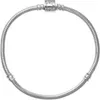 A silver Pandora snake chain bracelet with a cylinder clasp is shown against a white background. Produktbild-Vorschau
