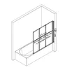 A diagram showing a shower screen installed over a bathtub, with dimensions indicated. Produktbild-Vorschau