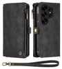 A black wallet-style phone case with a zipper and a wrist strap. Produktbild-Vorschau