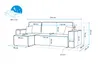 A diagram showing the dimensions of a sofa. Produktbild-Vorschau