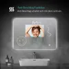 A bathroom scene featuring a lit LED mirror with a child's drawing on it, above a sink. Náhľad obrázku produktu