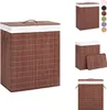 A product image of a brown bamboo laundry basket with a white lid, shown from the front. Náhľad obrázku produktu