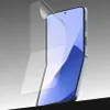 A clear screen protector is shown being applied to a foldable smartphone. Produktbild-Vorschau