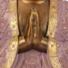 Buddha Statue Amara Flieder Gold Polyresin 41cm Handbemalt Produktbild-Vorschau 3
