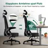 Comparison of a chair with armrests up and down, showing a reclined angle. Produktbild-Vorschau