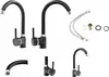 A collage of black kitchen faucets and their accessories. Náhled obrázku produktu