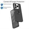 A product shot of a phone case with a ring holder, alongside text and icons describing its features. Produktbild-Vorschau