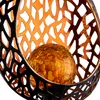 A close-up view of a decorative solar light with a textured glass sphere inside a patterned metal frame. Anteprima dell’immagine prodotto