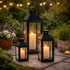 3er Gartenlaternen Laternen Metall Windlicht Schwarz H23/39/49cm Anteprima dell’immagine prodotto