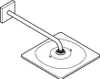 A line drawing of a square shower head with a curved arm attached to a wall mount. Anteprima dell’immagine prodotto
