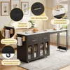 Isola da cucina mobile Merax su ruote con tavolo da pranzo Anteprima dell’immagine prodotto 7