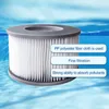A filter cartridge is shown in a pool setting with descriptive text overlays. Produktbild-Vorschau