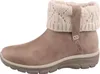 A single taupe boot with a cream knit cuff is shown against a white background. Voir les images du produit