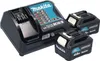 A black and turquoise Makita battery charger with two 12V max 4.0Ah batteries. Produktbild-Vorschau