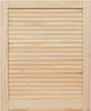 A close-up, straight-on view of a louvered wooden door or shutter. Produktbild-Vorschau