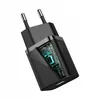 A black Baseus fast charger with a transparent section showing the internal circuitry. Produktbild-Vorschau