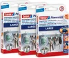 Three boxes of tesa Powerstrips LARGE adhesive strips are displayed side-by-side. Anteprima dell’immagine prodotto