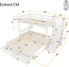 A diagram showing the dimensions of a white bunk bed with drawers and a pull-out bed. Anteprima dell’immagine prodotto