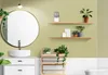 A bathroom scene with a sink, mirror, shelves, and plants. Anteprima dell’immagine prodotto